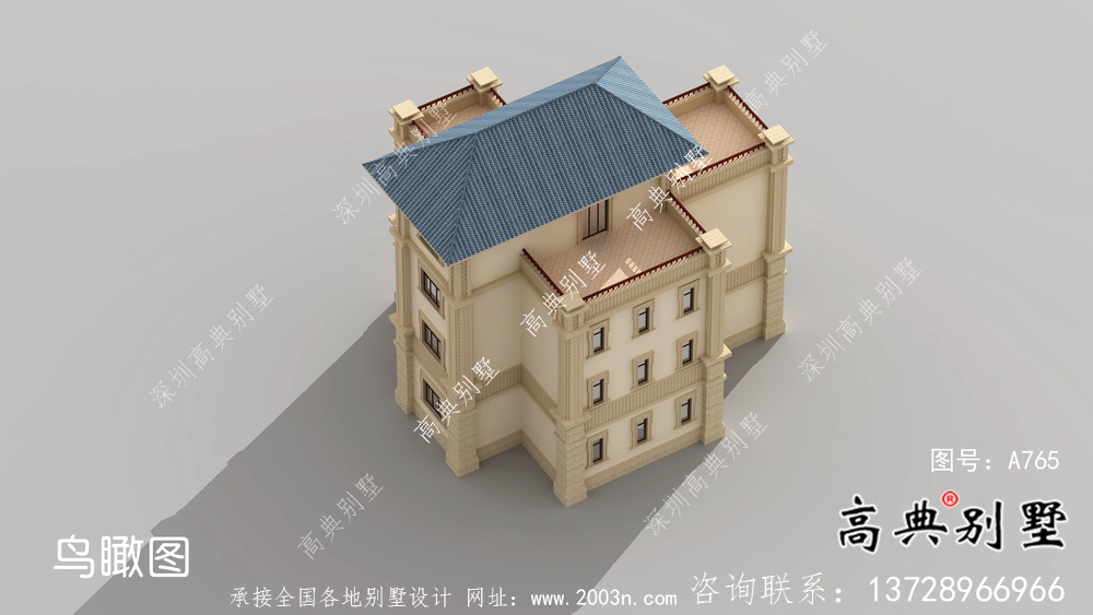 清新四層歐式別墅最新設(shè)計效果圖紙