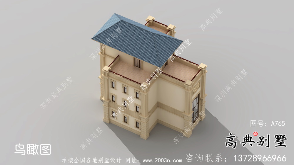 清新四層歐式別墅最新設(shè)計效果圖紙