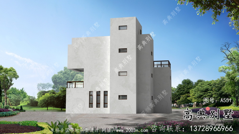 三層現代風格新農村別墅建設，建筑施工圖