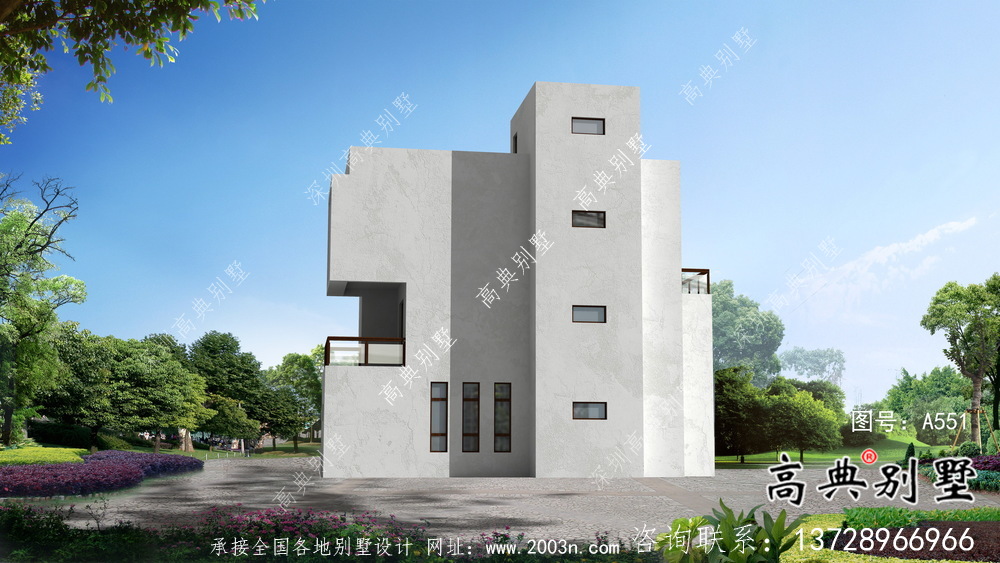 三層現代風格新農村別墅建設，建筑施工圖
