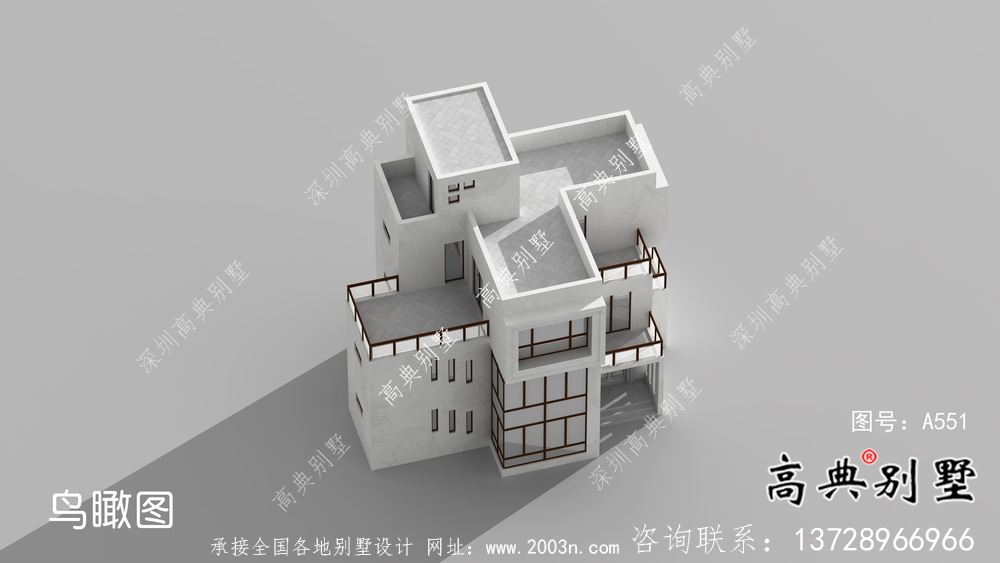 三層現代風格新農村別墅建設，建筑施工圖