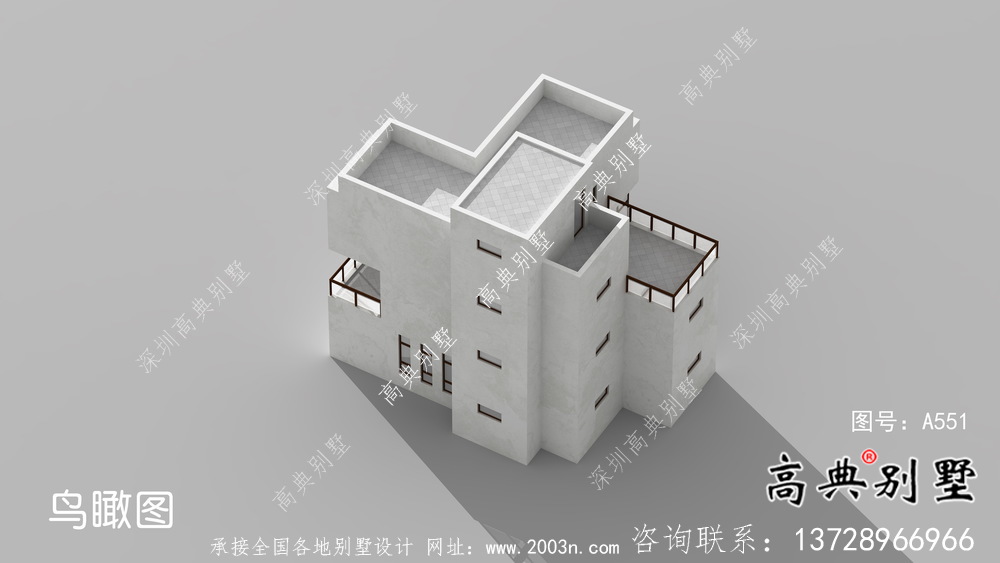 三層現代風格新農村別墅建設，建筑施工圖