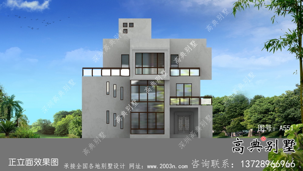 三層現代風格新農村別墅建設，建筑施工圖