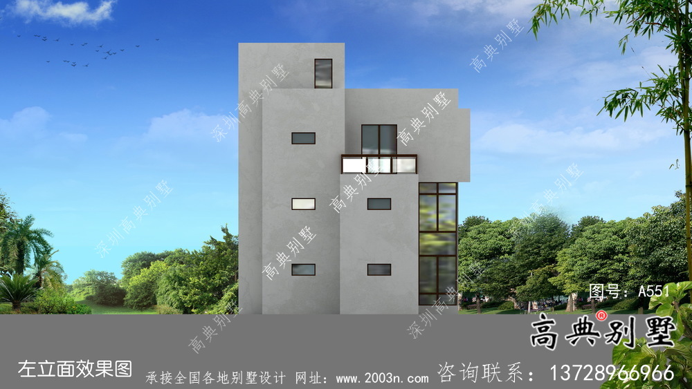 三層現代風格新農村別墅建設，建筑施工圖