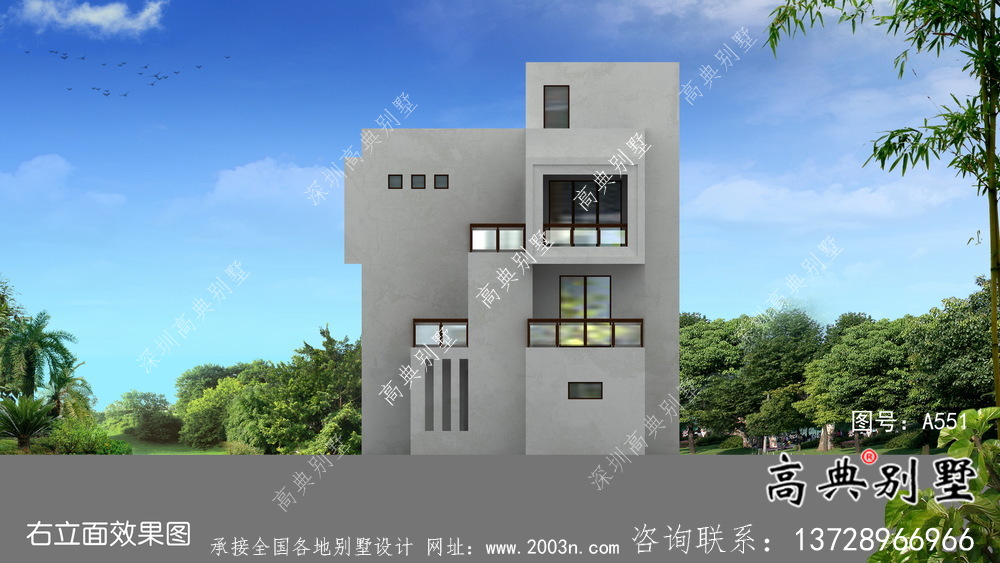 三層現代風格新農村別墅建設，建筑施工圖