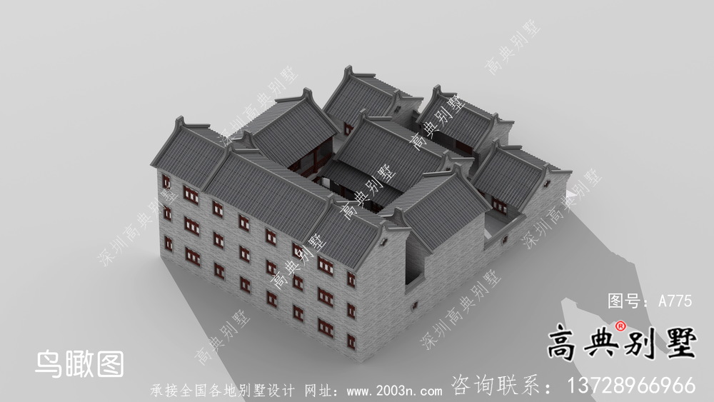 新中式莊重三層別墅設(shè)計圖施工圖紙全套
