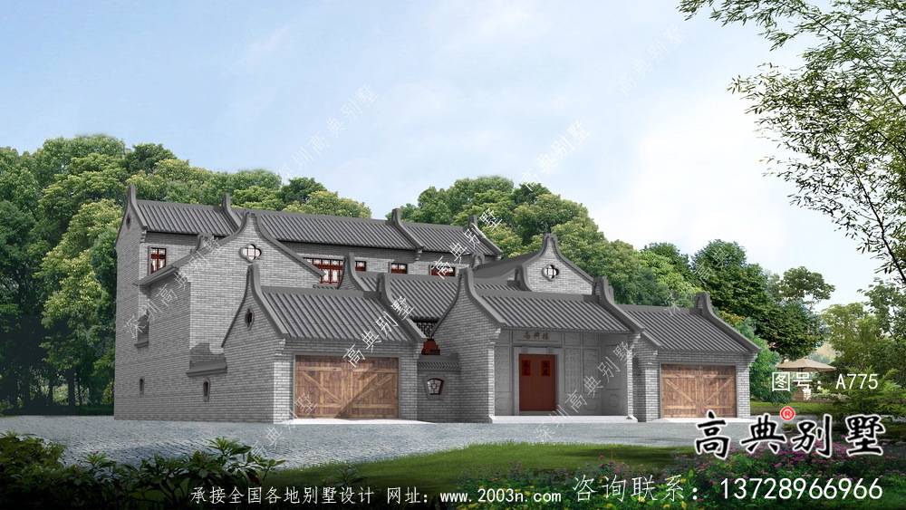 新中式莊重三層別墅設(shè)計圖施工圖紙全套