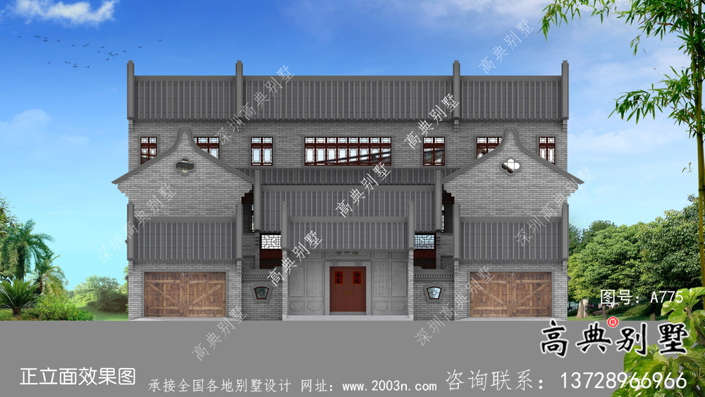 新中式莊重三層別墅設(shè)計圖施工圖紙全套