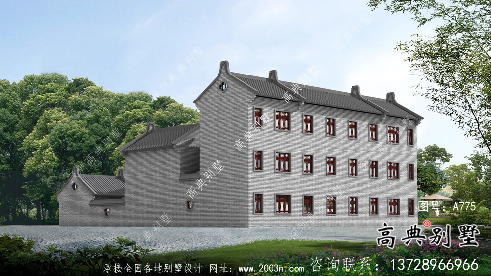 新中式莊重三層別墅設(shè)計圖施工圖紙全套