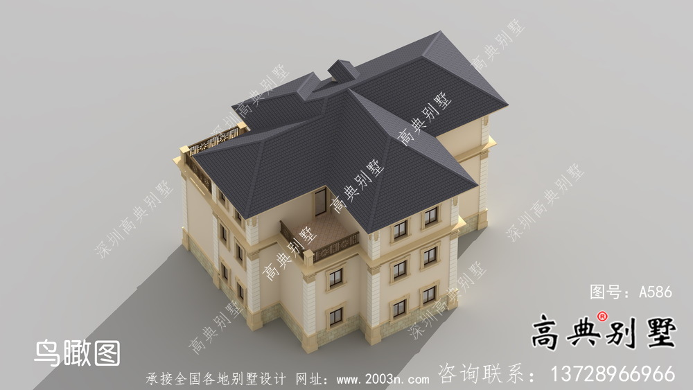 獨特的有車庫的法式風格別墅設計圖紙