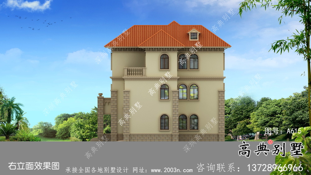 經典推薦的三層農村住宅成套設計圖紙，包括效果圖