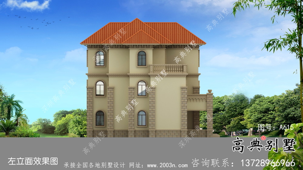 經典推薦的三層農村住宅成套設計圖紙，包括效果圖