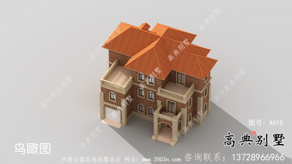 三層歐式風格帶車庫大氣的鄉村住宅設計圖