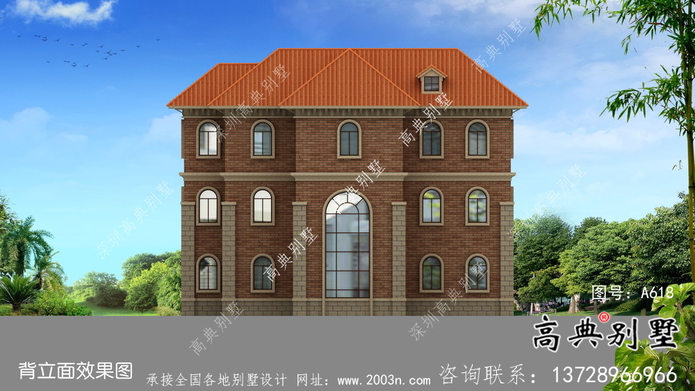 三層歐式風格帶車庫大氣的鄉村住宅設計圖