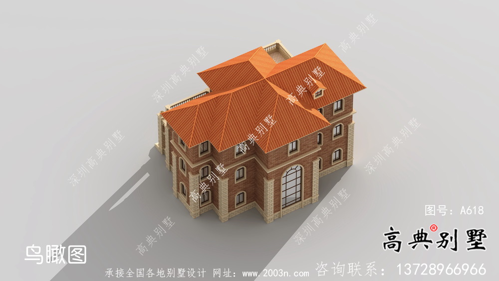 三層歐式風格帶車庫大氣的鄉村住宅設計圖