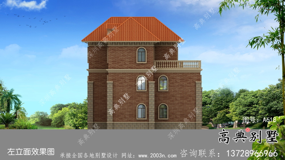 三層歐式風格帶車庫大氣的鄉村住宅設計圖