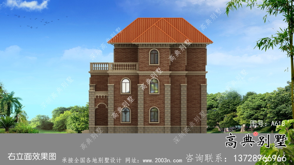 三層歐式風格帶車庫大氣的鄉村住宅設計圖