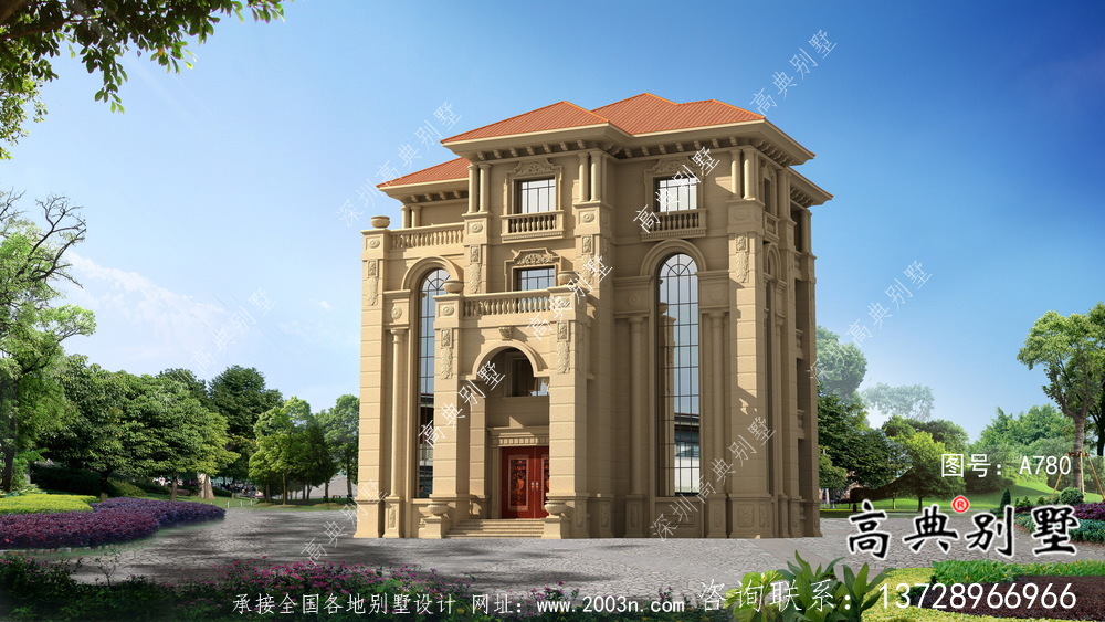 大復式四層歐式別墅整套設計圖及施工圖紙