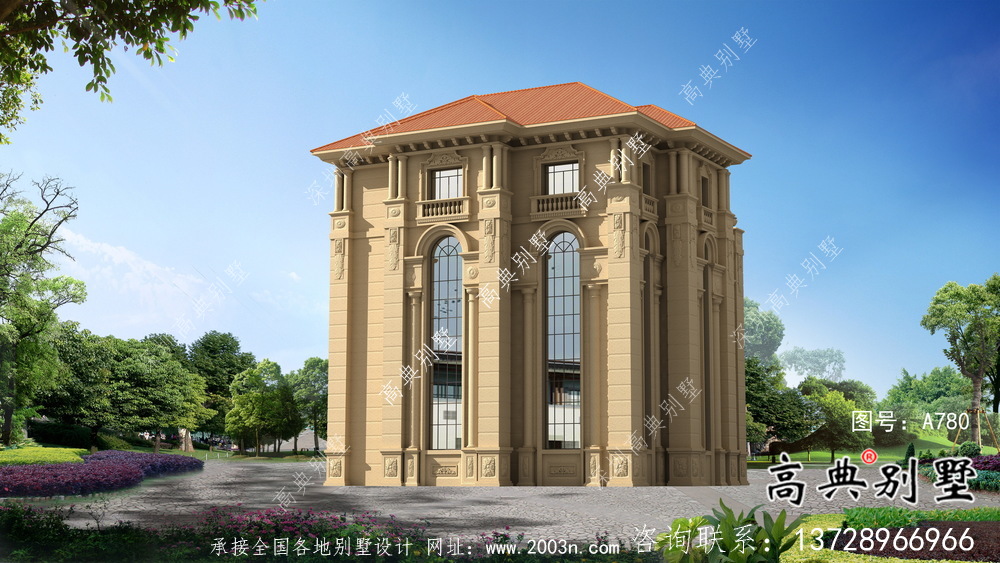 大復式四層歐式別墅整套設計圖及施工圖紙