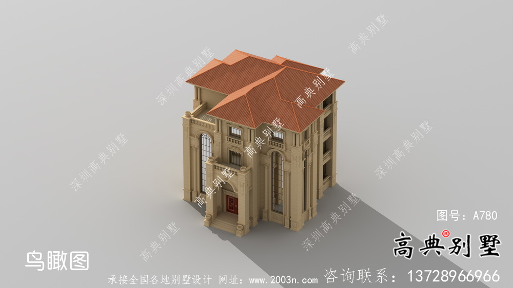 大復式四層歐式別墅整套設計圖及施工圖紙