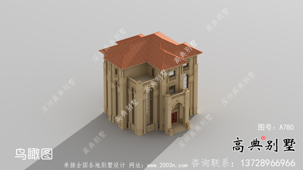 大復式四層歐式別墅整套設計圖及施工圖紙