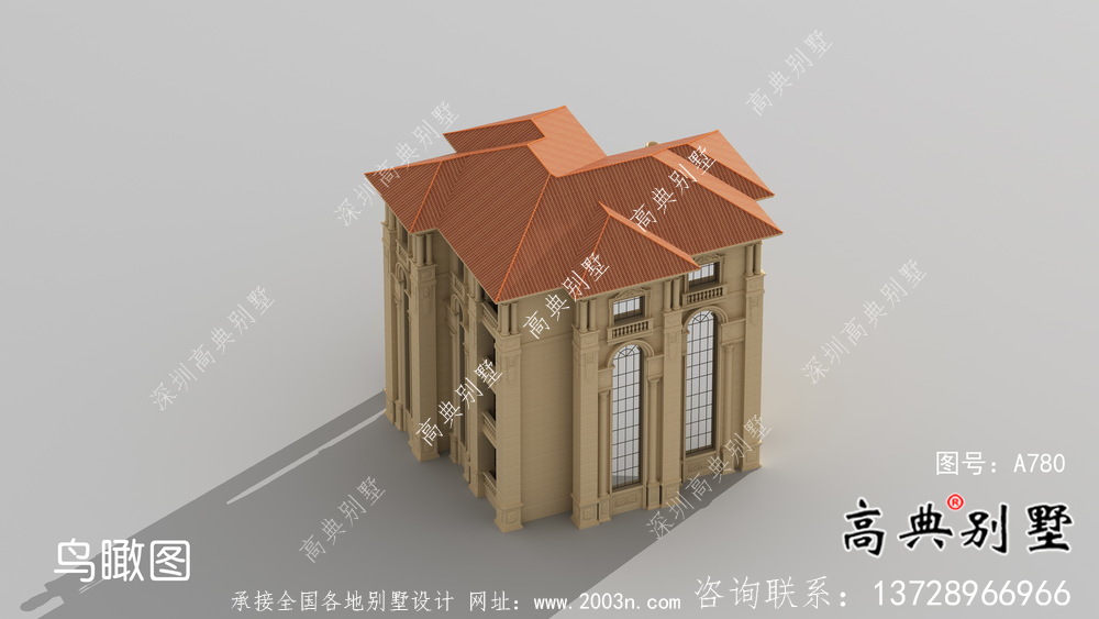 大復式四層歐式別墅整套設計圖及施工圖紙