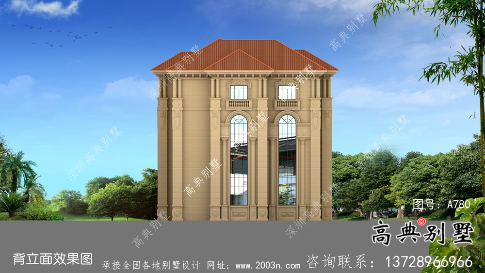 大復式四層歐式別墅整套設計圖及施工圖紙