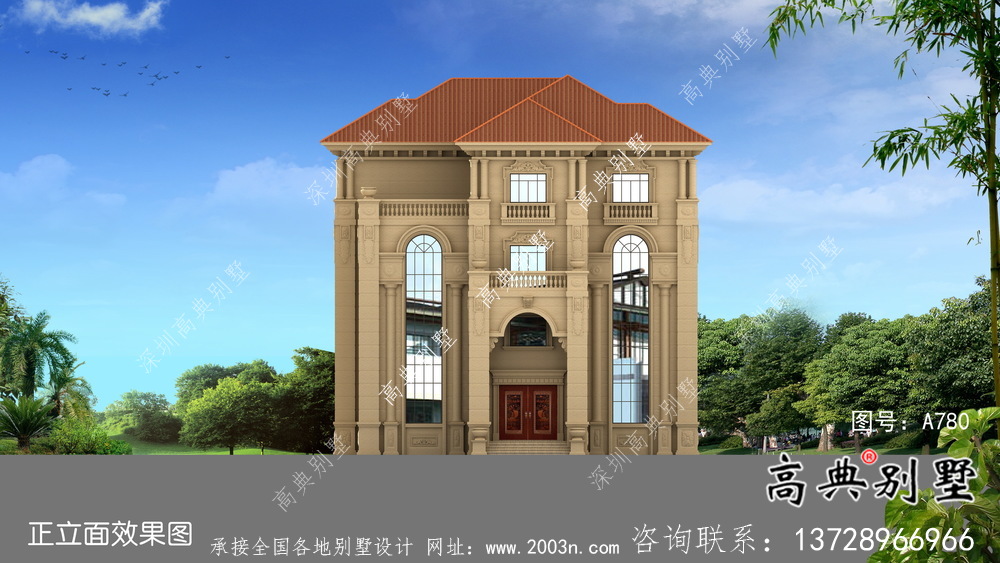 大復式四層歐式別墅整套設計圖及施工圖紙
