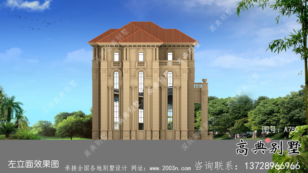 大復式四層歐式別墅整套設計圖及施工圖紙