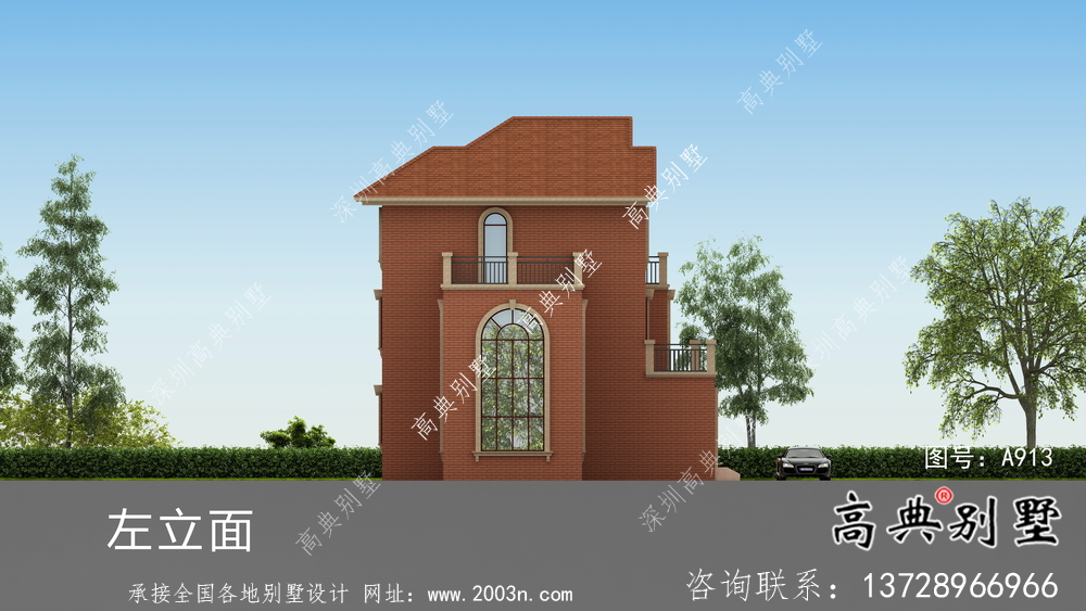 優雅大氣歐式風格三層村鎮住宅建筑設計圖