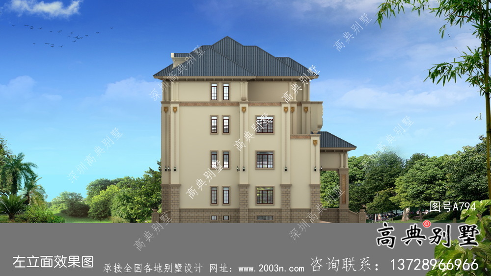 歐式四層豪華別墅設(shè)計(jì)圖紙