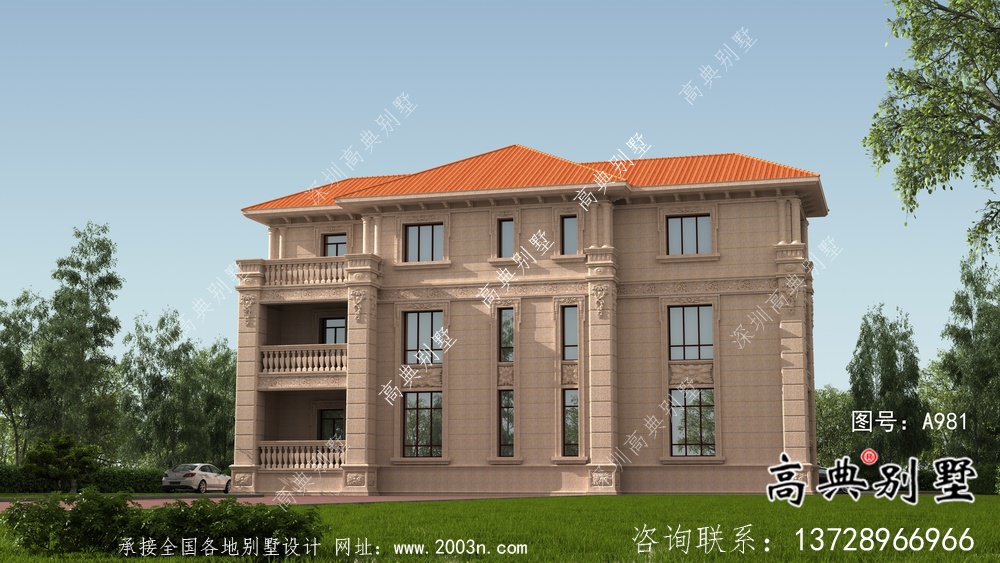 舒適三層復式歐式風格農村自建房屋設計圖