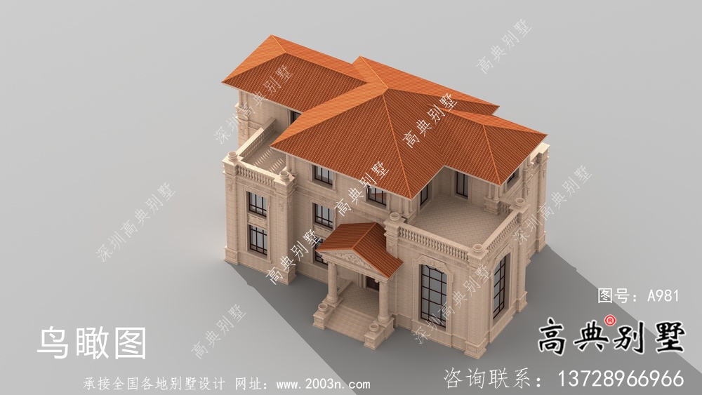 舒適三層復式歐式風格農村自建房屋設計圖