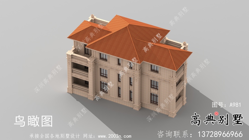 舒適三層復式歐式風格農村自建房屋設計圖