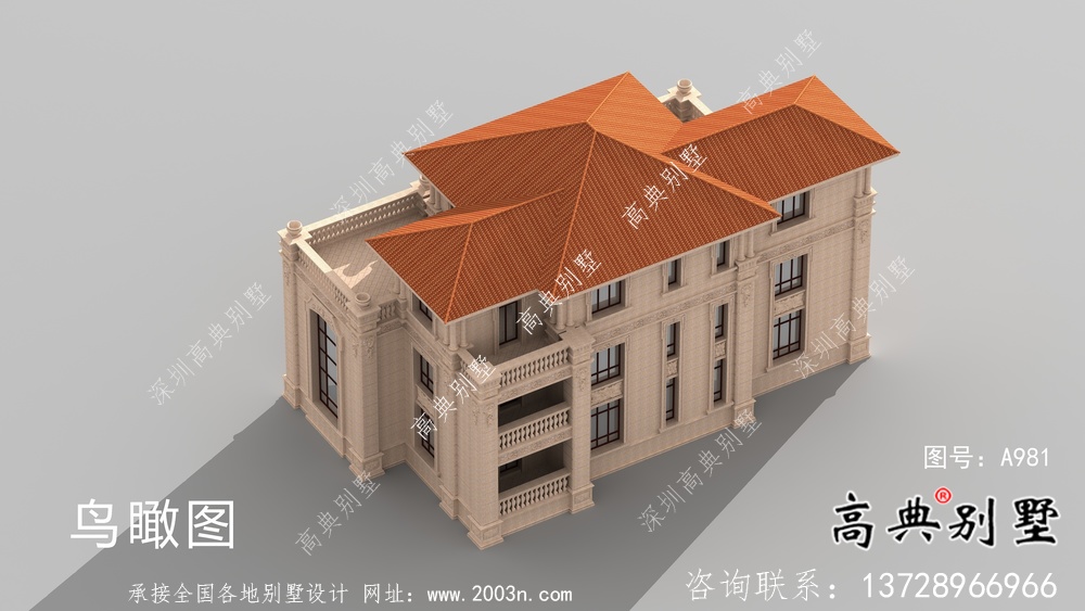 舒適三層復式歐式風格農村自建房屋設計圖