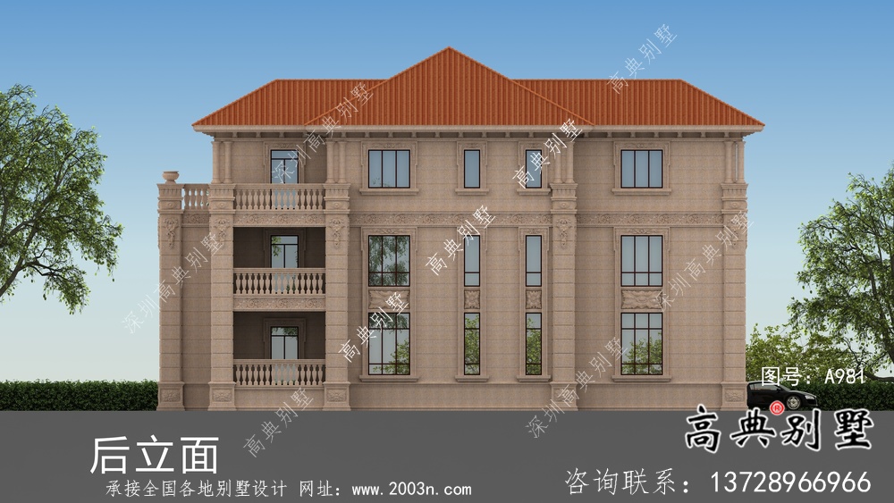 舒適三層復式歐式風格農村自建房屋設計圖