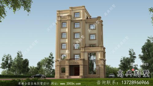 獨特歐式風(fēng)格六層平屋頂別墅設(shè)計圖+效