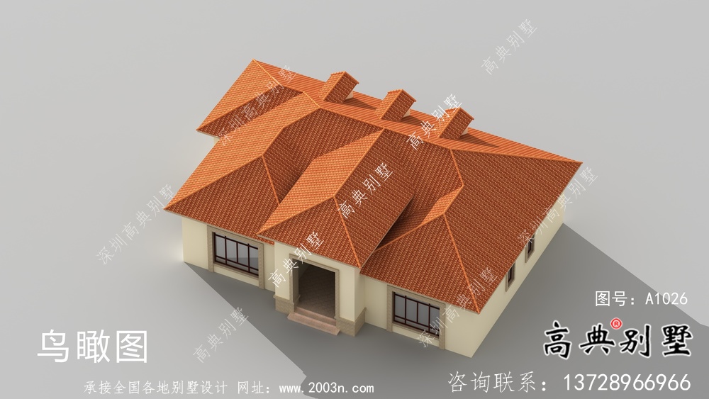外觀簡易單層實用的別墅設計圖，效果圖