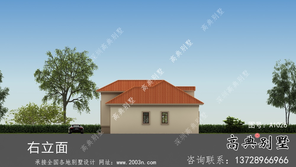 外觀簡易單層實用的別墅設計圖，效果圖