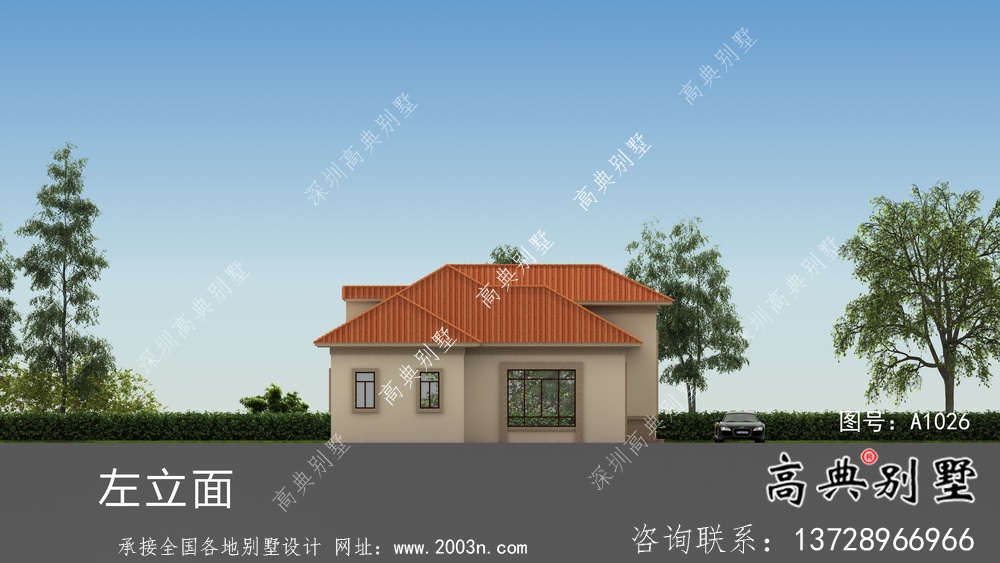 外觀簡易單層實用的別墅設計圖，效果圖