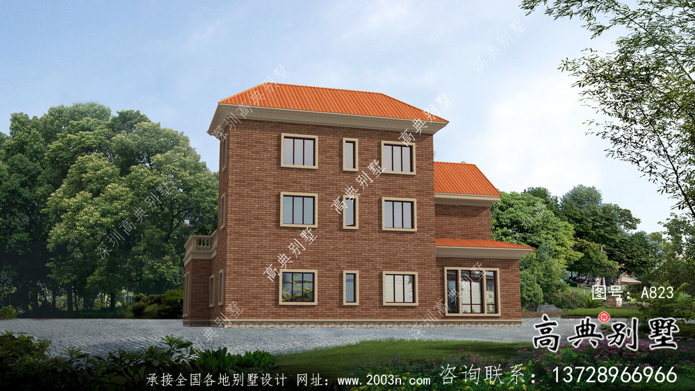 三層歐式農村自建別墅設計圖紙