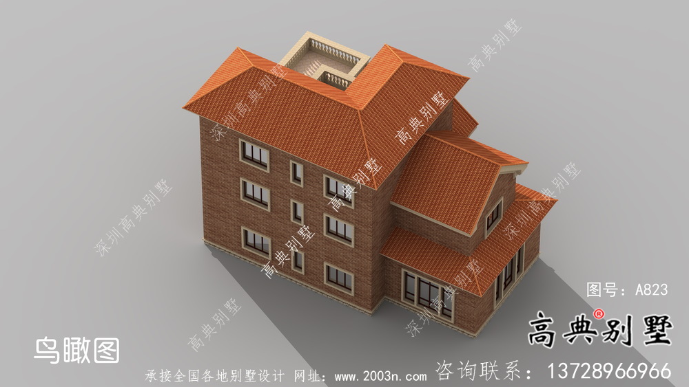 三層歐式農村自建別墅設計圖紙