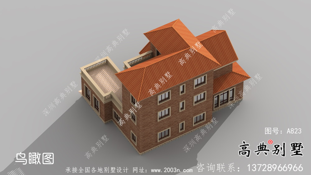 三層歐式農村自建別墅設計圖紙
