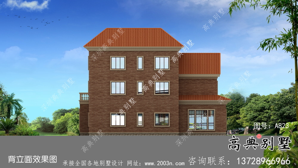 三層歐式農村自建別墅設計圖紙
