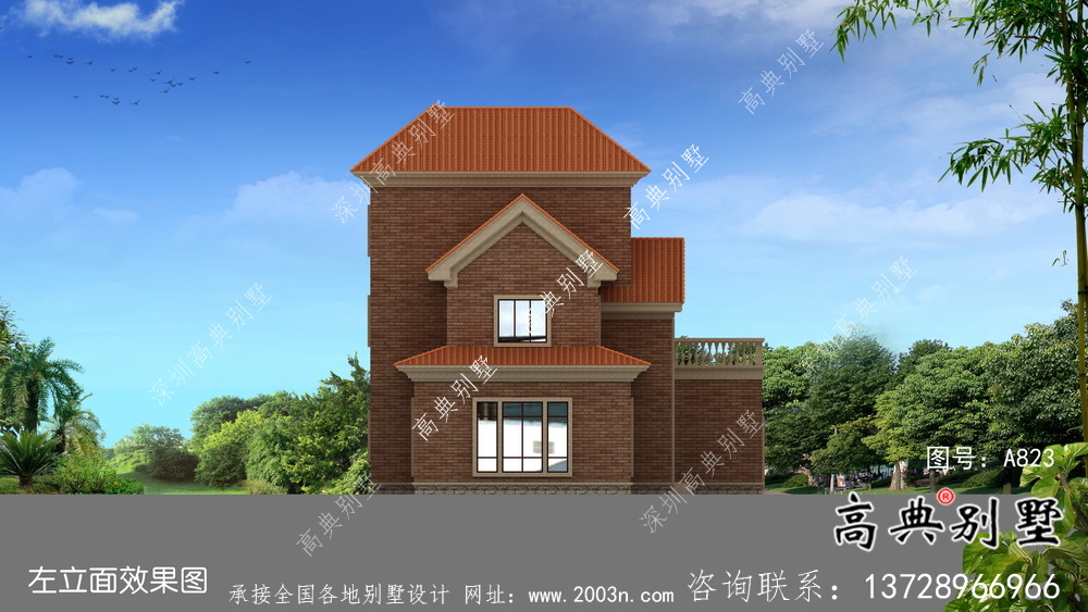 三層歐式農村自建別墅設計圖紙