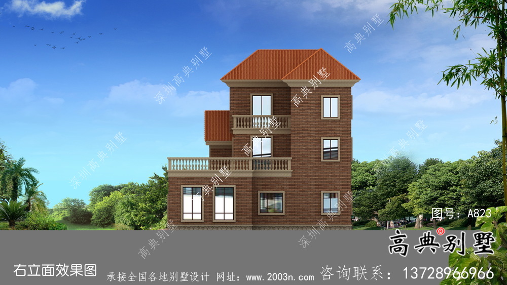 三層歐式農村自建別墅設計圖紙