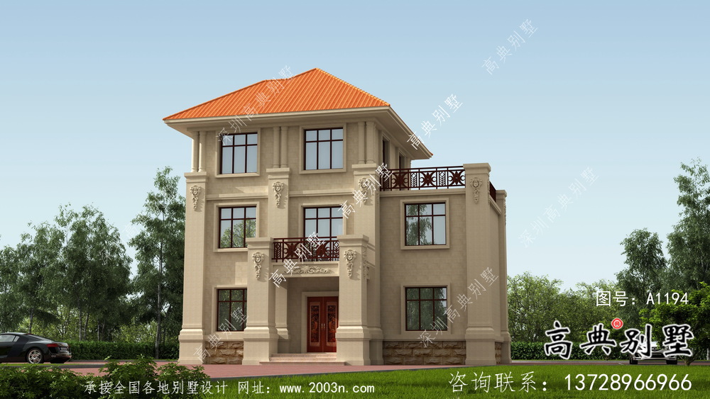 歐式風格新農村房屋設計圖，效果圖