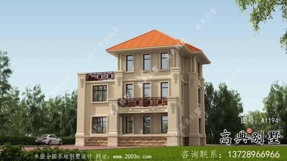 歐式風格新農村房屋設計圖，效果圖