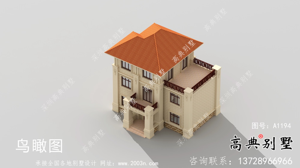 歐式風格新農村房屋設計圖，效果圖