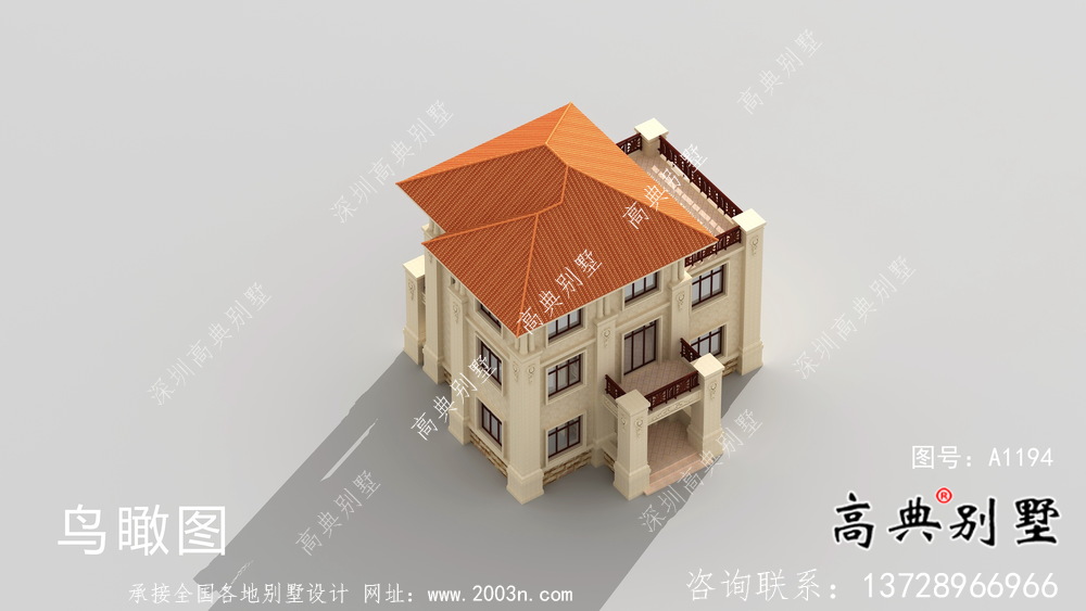 歐式風格新農村房屋設計圖，效果圖